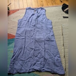 Flax 100% linen button back dress